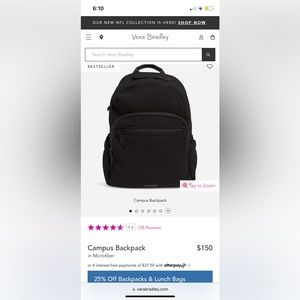 BRAND NEW Vera Bradley black quilted backpack